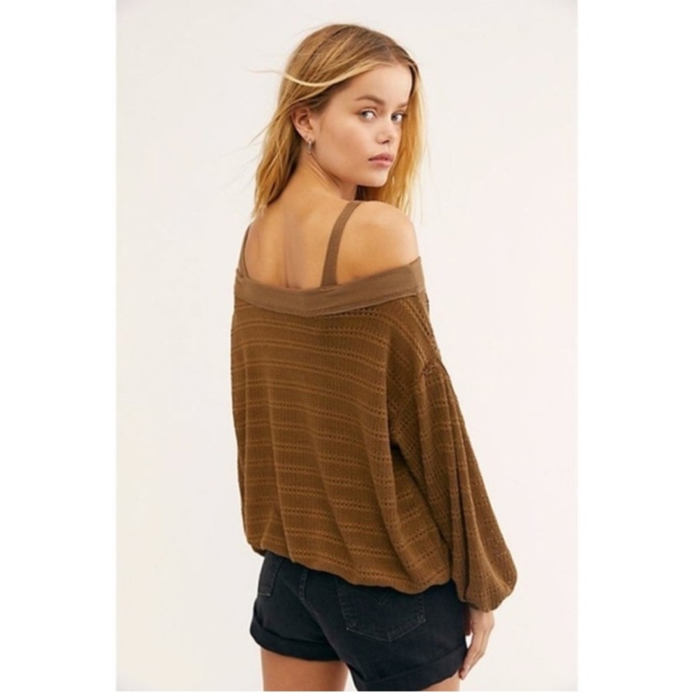 NWT Free People Sistine Hacci Knit Top in Moss Green - Picture 4 of 11